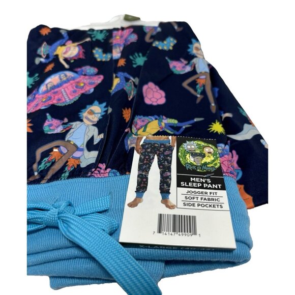 Rick and Morty Mens Pyjama Pants Black Neon Jogger Bottoms Size XLarge 40-42 New - Picture 4 of 7